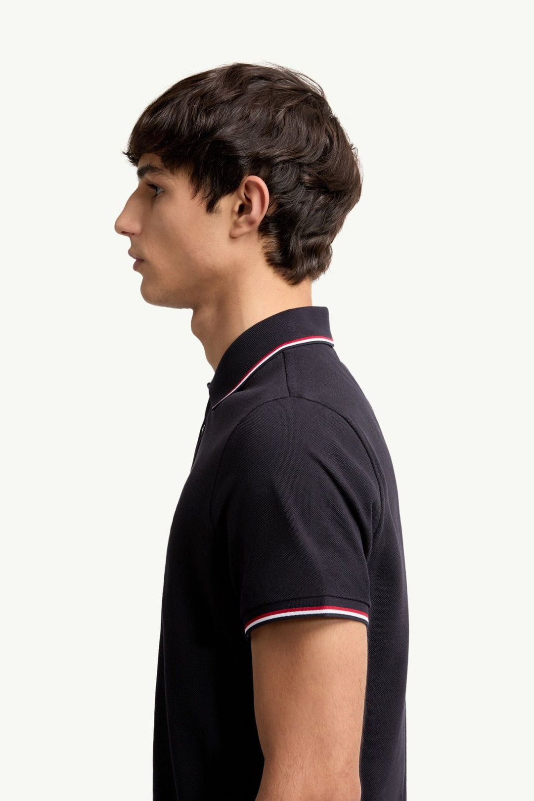 MONCLER - Polo en piqué de coton à bordure tricolore Bleu foncé - Lothaire