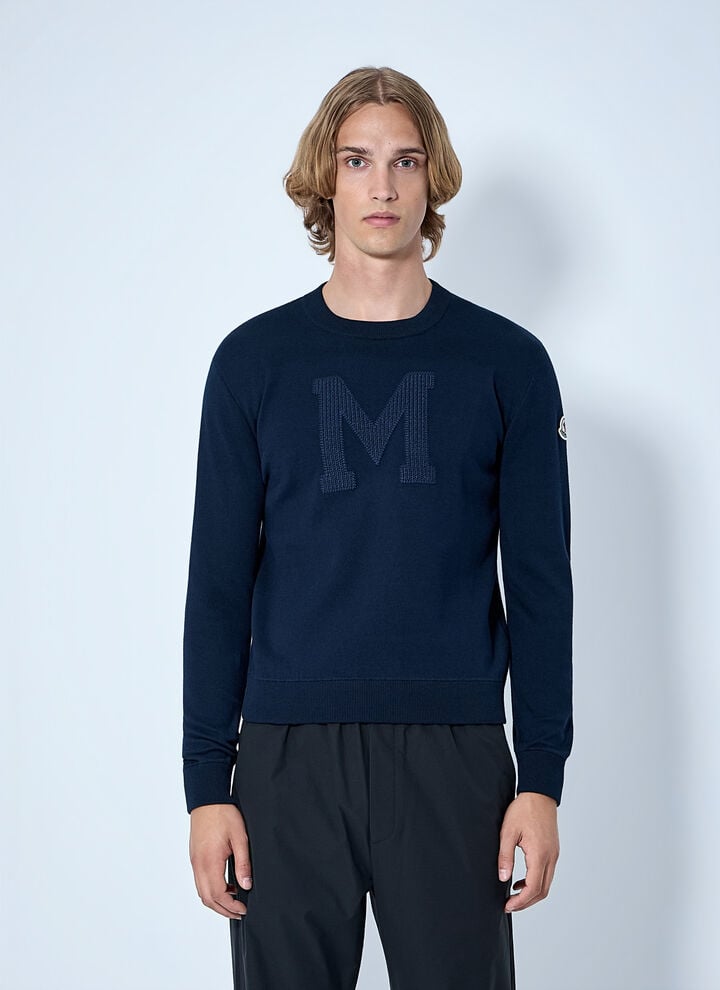 MONCLER – Pull à logo brodé Bleu - Lothaire