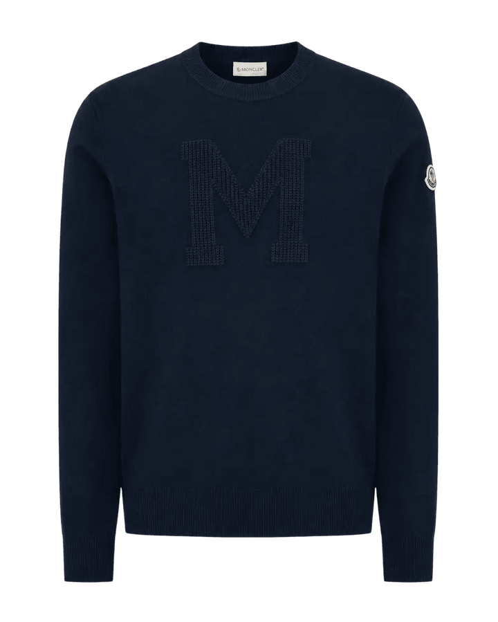 MONCLER – Pull à logo brodé Bleu - Lothaire