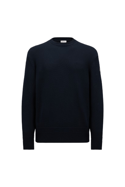 MONCLER - PULL EN COTON À EMPIÈCEMENT LOGO Bleu marine - Lothaire