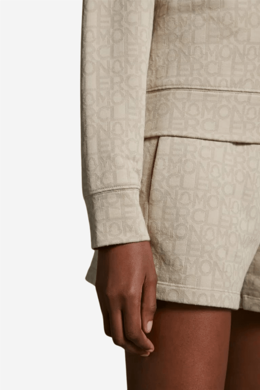 MONCLER - Short à motif monogramme ton sur ton Beige écru - Lothaire