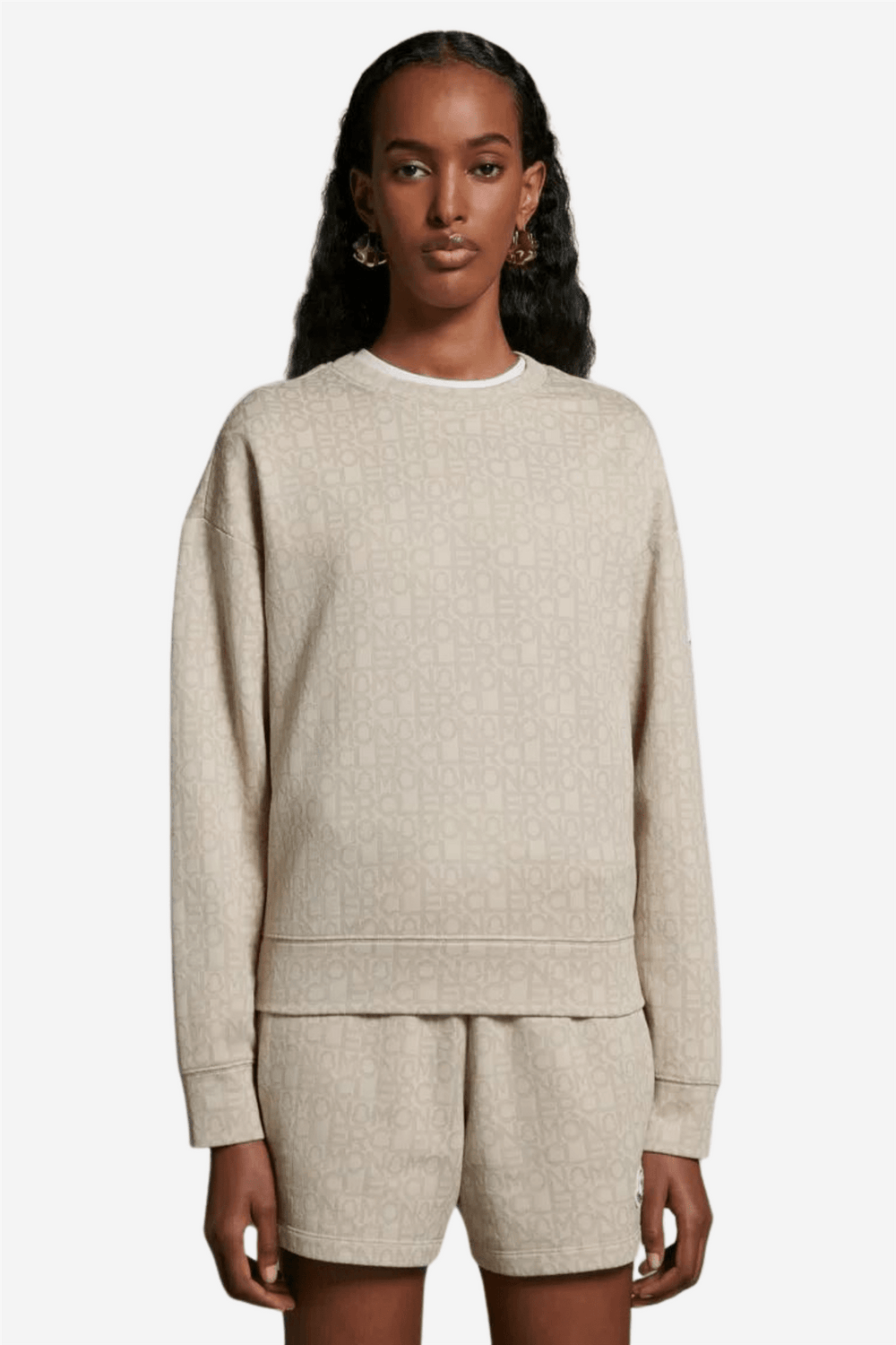 MONCLER - Short à motif monogramme ton sur ton Beige écru - Lothaire