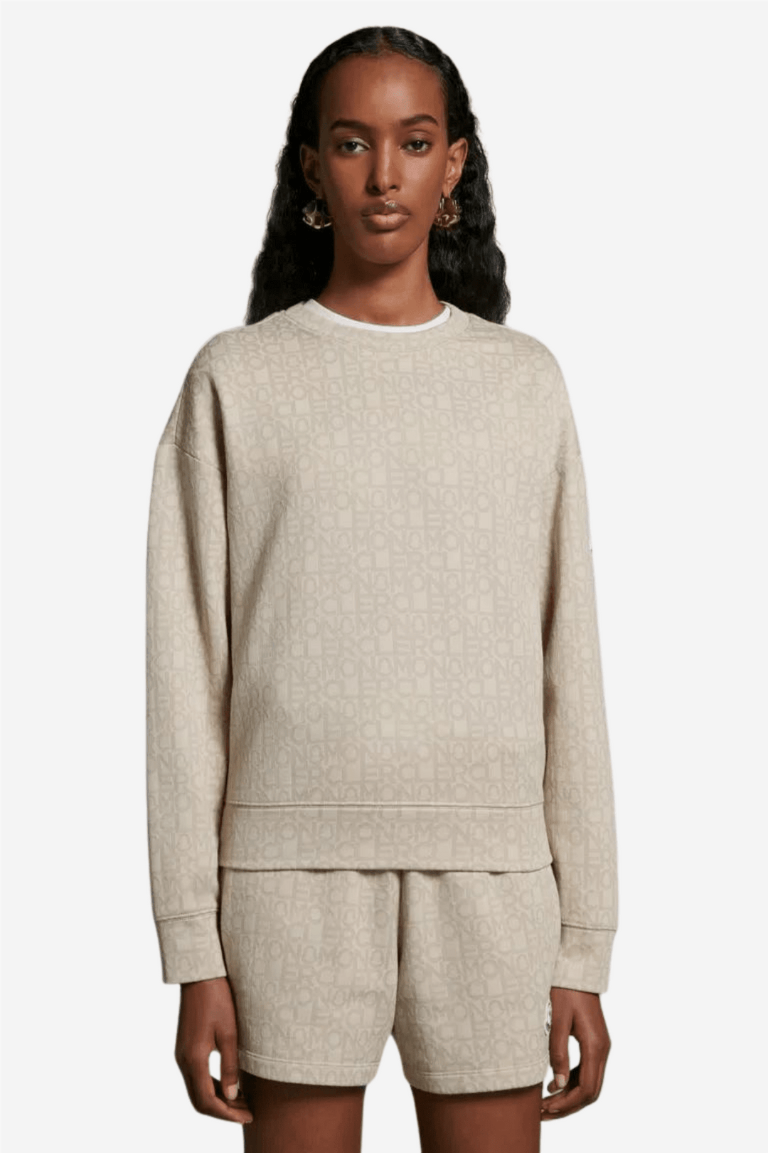 MONCLER - Short à motif monogramme ton sur ton Beige écru - Lothaire