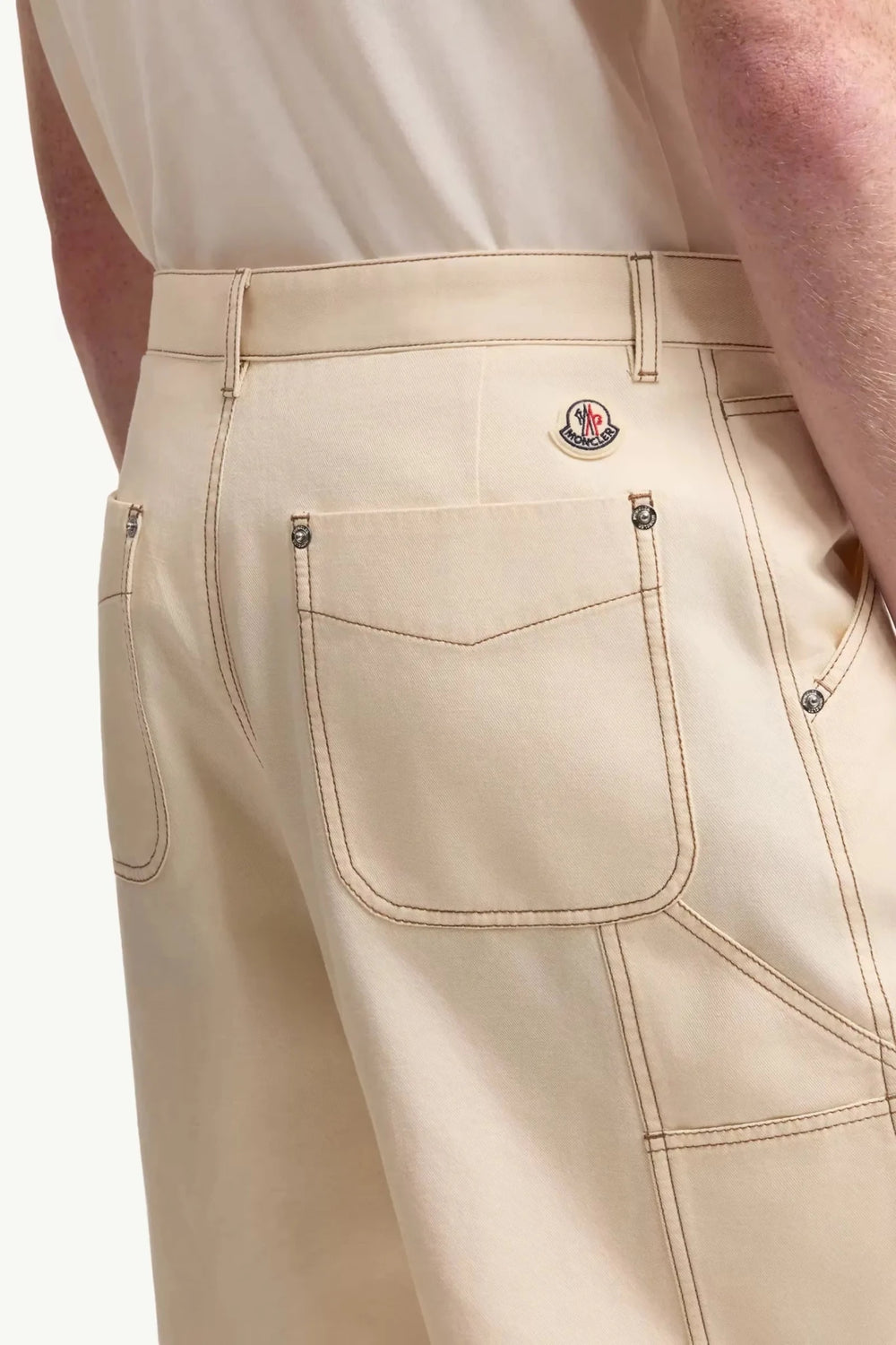 MONCLER - Short cargo en gabardine de lin et coton Beige - Lothaire