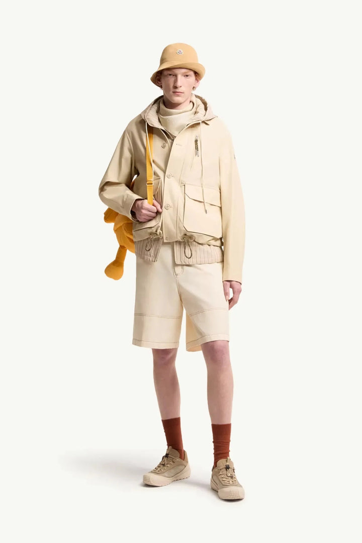 MONCLER - Short cargo en gabardine de lin et coton Beige - Lothaire