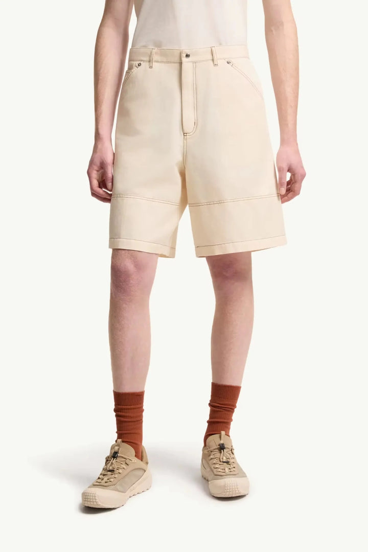 MONCLER - Short cargo en gabardine de lin et coton Beige - Lothaire