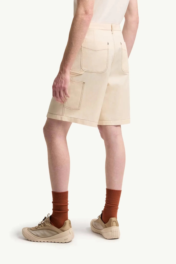 MONCLER - Short cargo en gabardine de lin et coton Beige - Lothaire