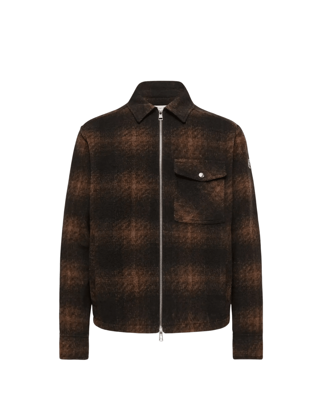 MONCLER - Surchemise zippée en jersey à carreaux Marron - Lothaire