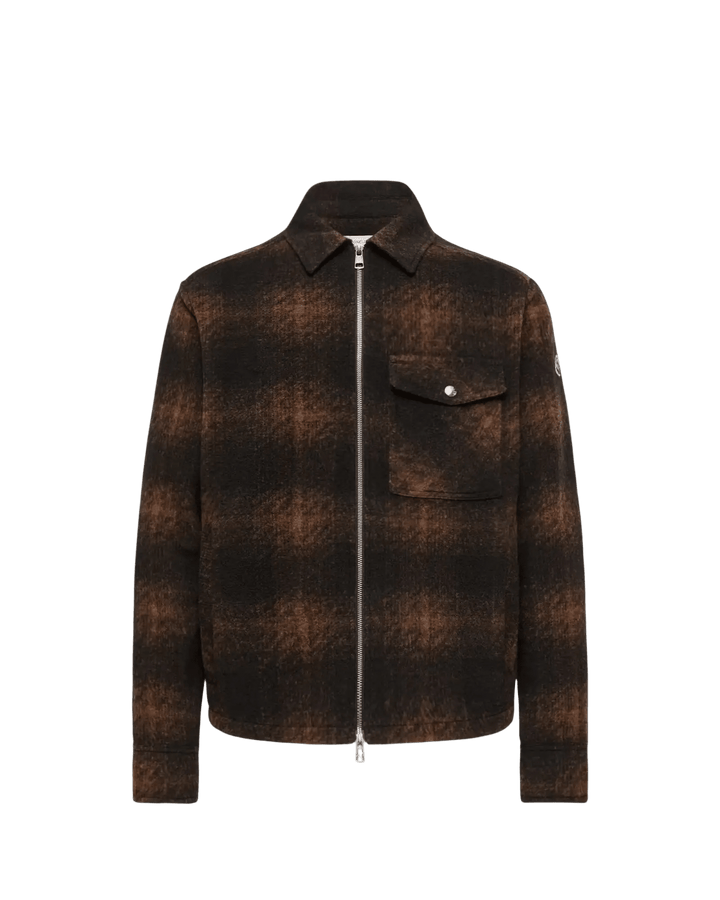 MONCLER - Surchemise zippée en jersey à carreaux Marron - Lothaire