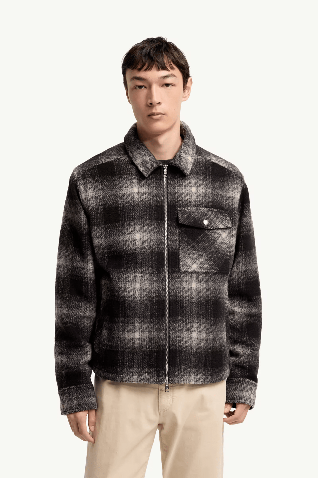 MONCLER - Surchemise zippée en jersey à carreaux Noir - Lothaire
