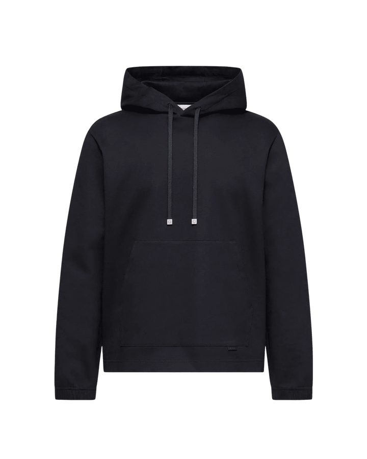 MONCLER - Sweat à Capuche en Coton Mélangé avec Logo en Cuir Bleu marine - Lothaire