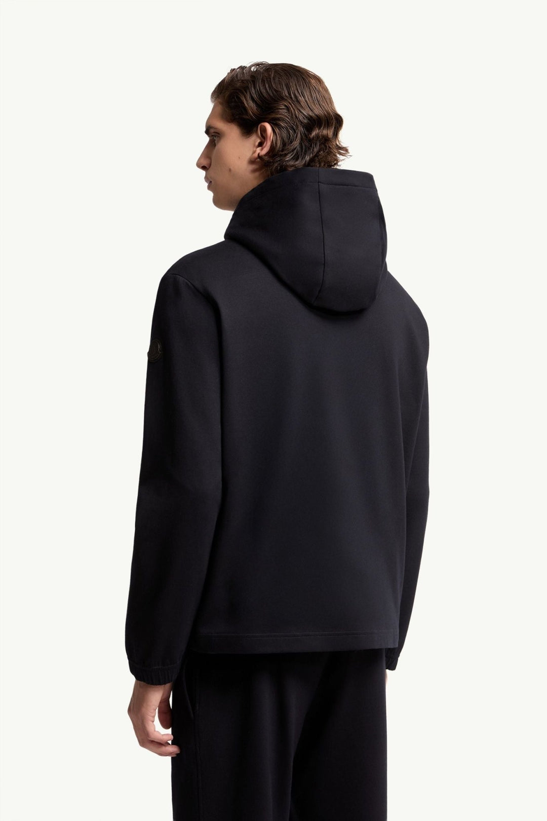 MONCLER - Sweat à Capuche en Coton Mélangé avec Logo en Cuir Bleu marine - Lothaire