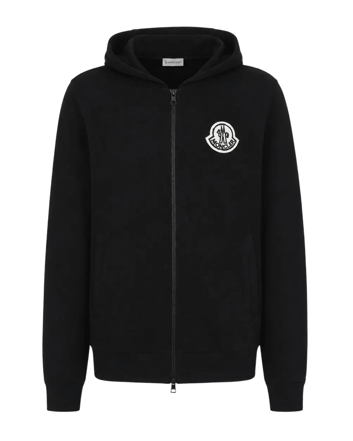 MONCLER – Sweat à capuche zippé en coton Noir - Lothaire