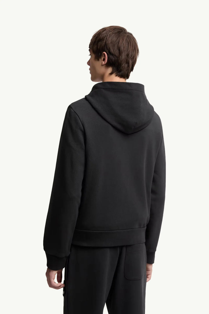 MONCLER - Sweat zippé À CAPUCHE en coton à logo noir charcoal - Lothaire