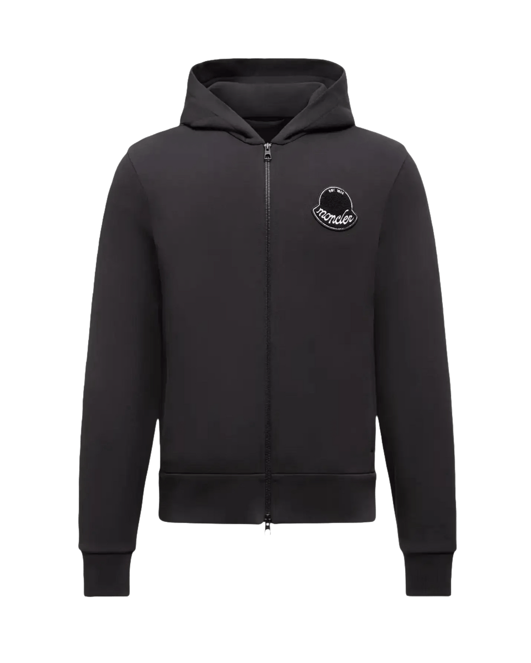 MONCLER - Sweat zippé À CAPUCHE en coton à logo noir charcoal - Lothaire