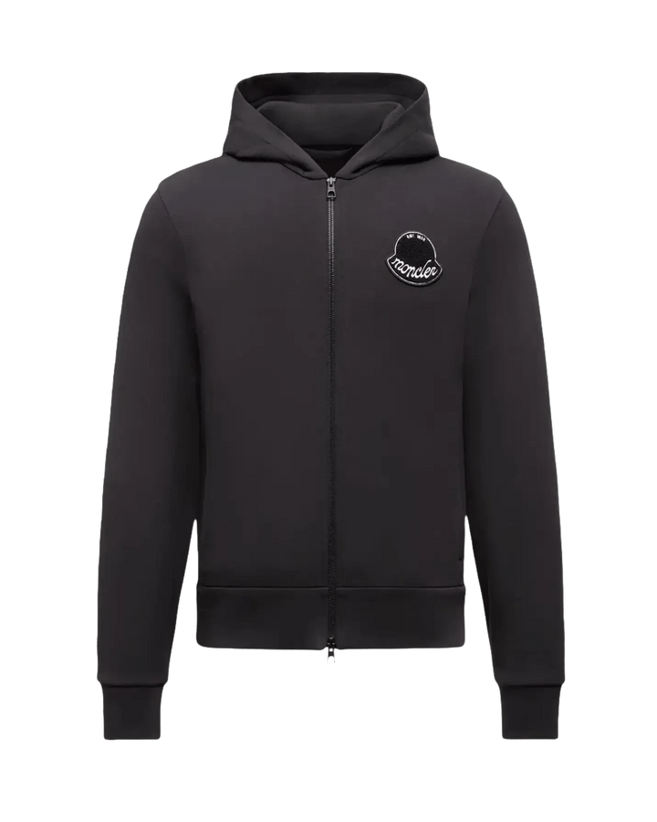 MONCLER - Sweat zippé À CAPUCHE en coton à logo noir charcoal - Lothaire