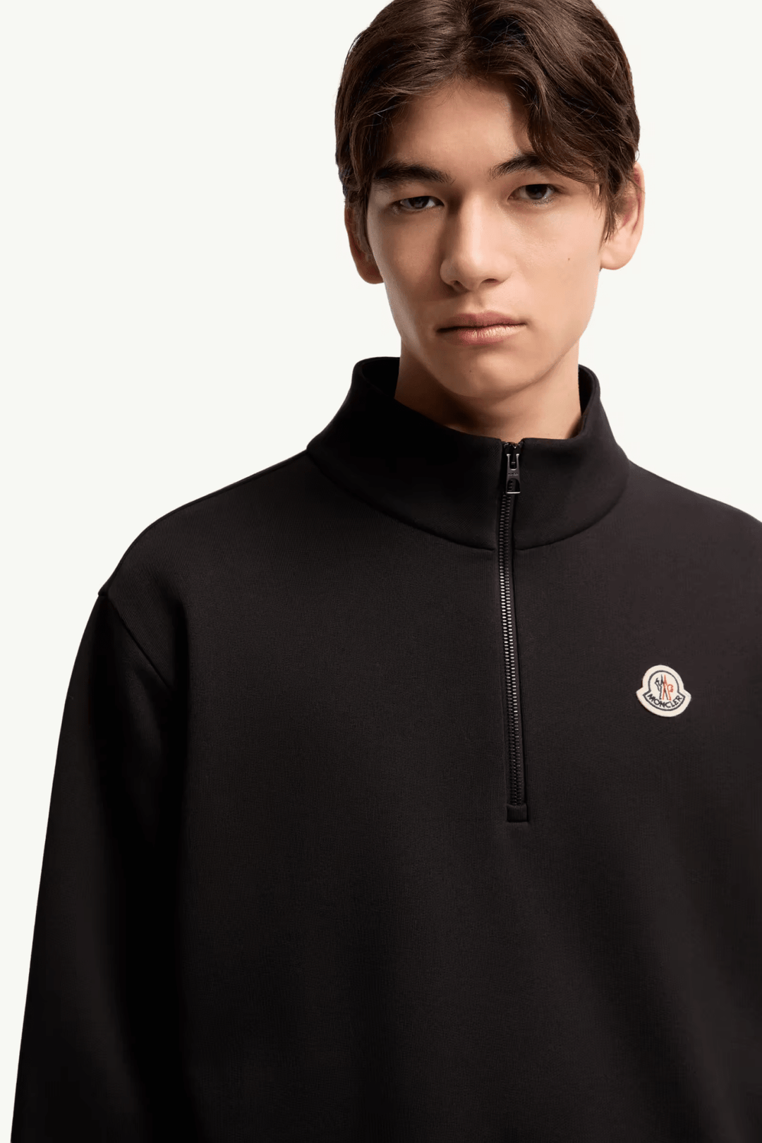 MONCLER - Sweat zippé en coton avec logo Noir - Lothaire