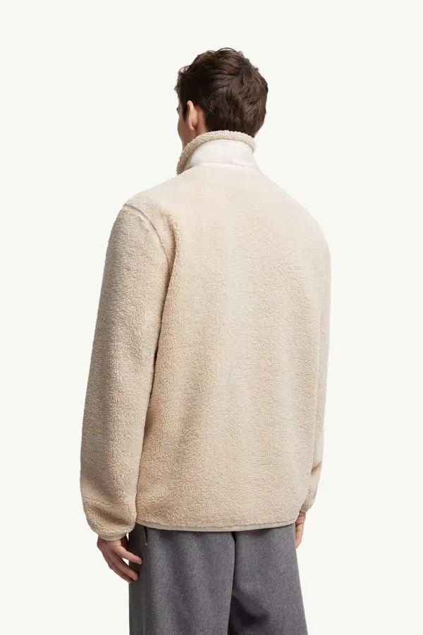MONCLER - Sweat zippé en teddy avec poche blanc beige - Lothaire