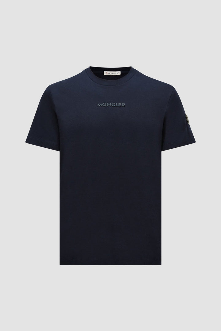 MONCLER - T-shirt en coton à empiècement logo bleu marine - Lothaire