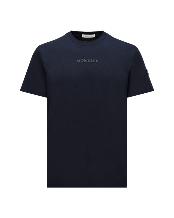 MONCLER - T-shirt en coton à empiècement logo bleu marine - Lothaire