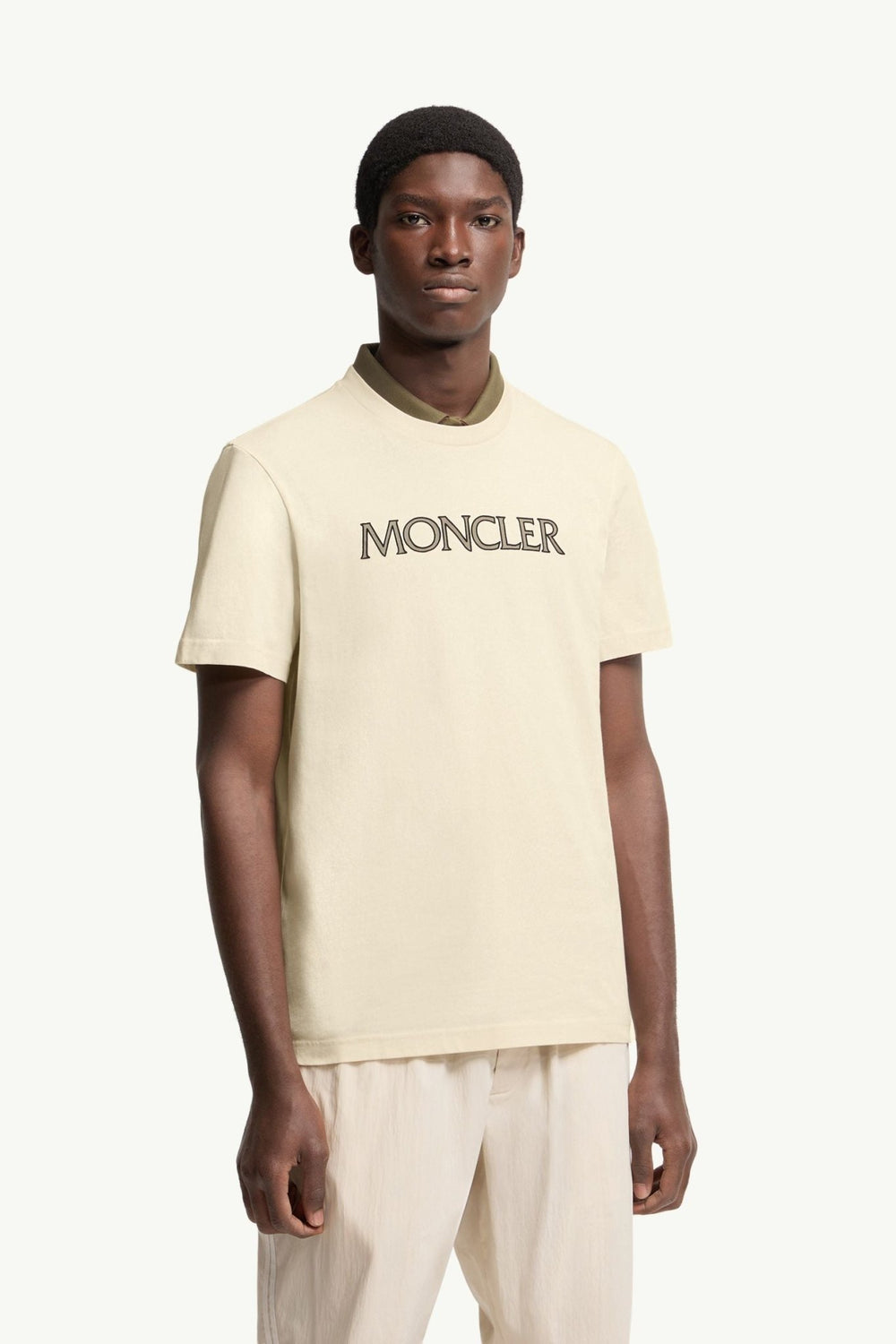 MONCLER - T-shirt en Coton à Imprimé Logo Écru - Lothaire