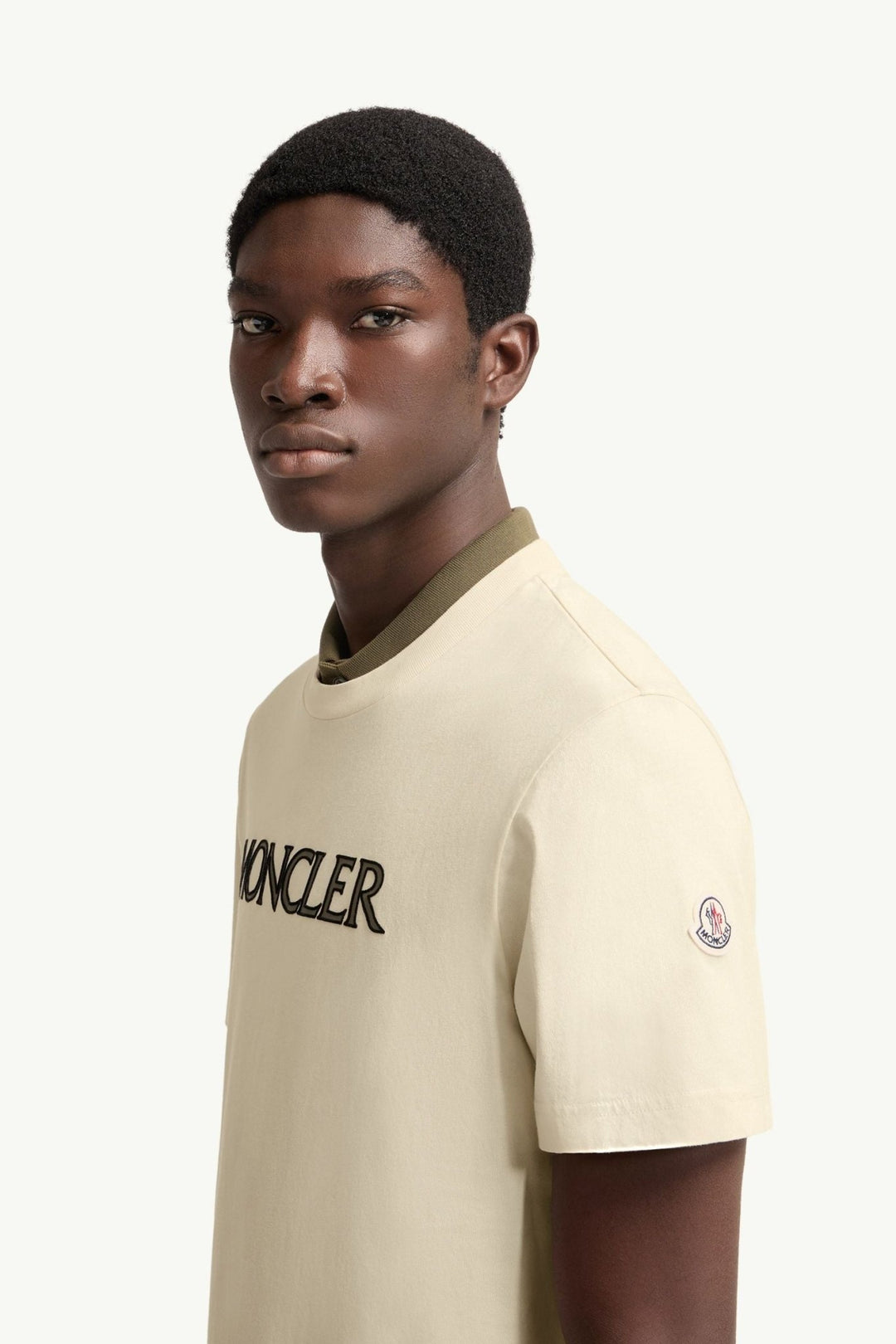 MONCLER - T-shirt en Coton à Imprimé Logo Écru - Lothaire