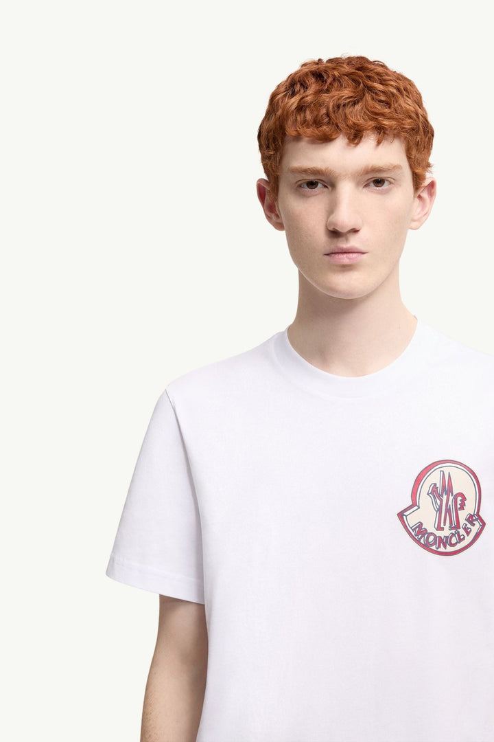 MONCLER - T-shirt en Coton à Logo Blanc - Lothaire