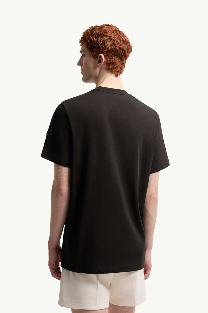MONCLER - T-shirt en Coton à Logo Brodé Effet Croquis Noir - Lothaire