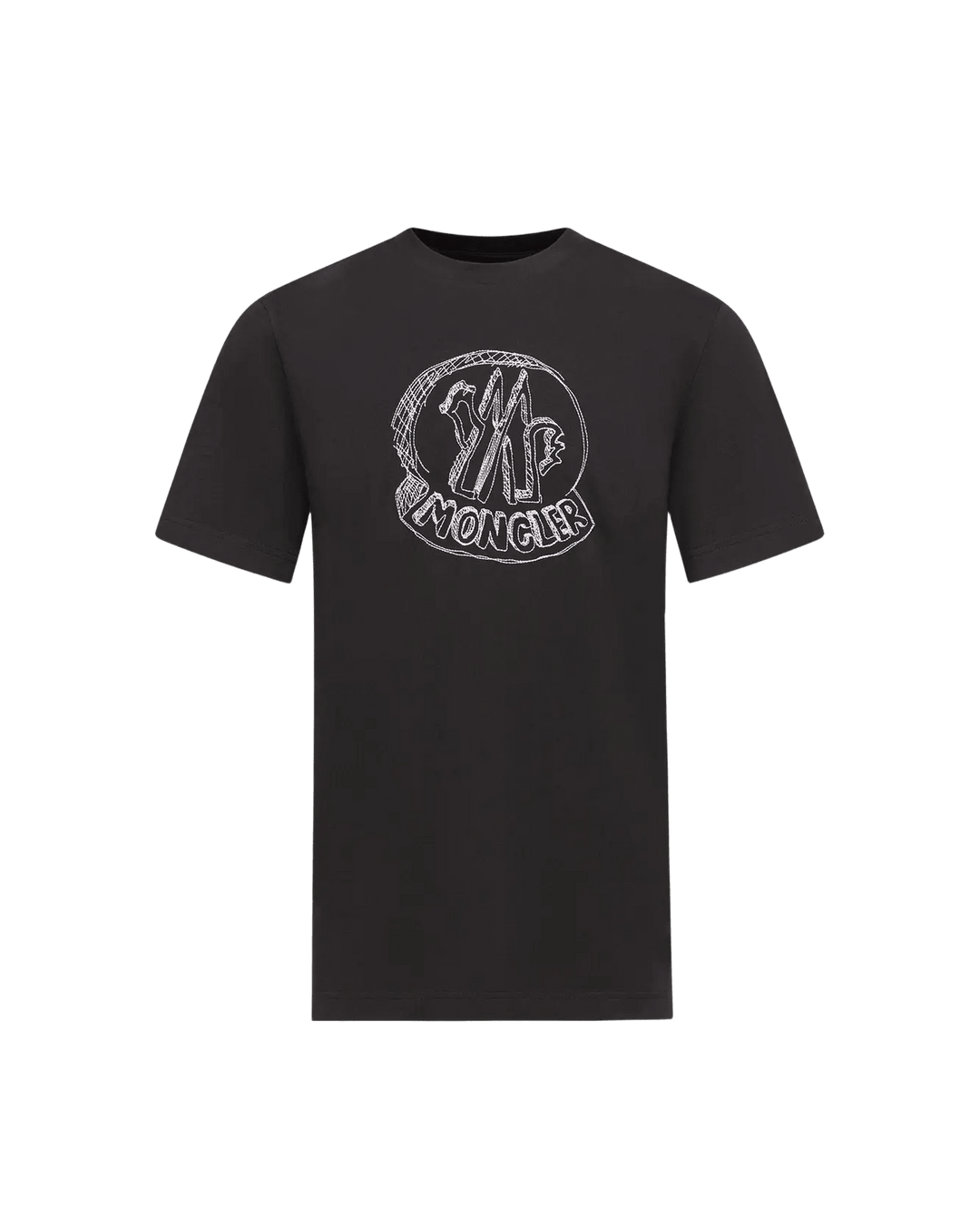 MONCLER - T-shirt en Coton à Logo Brodé Effet Croquis Noir - Lothaire
