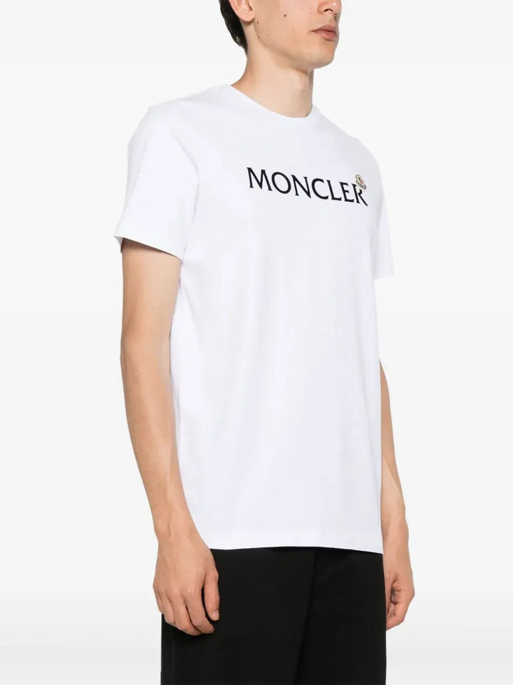 MONCLER - T-shirt en coton à logo floqué blanc - Lothaire