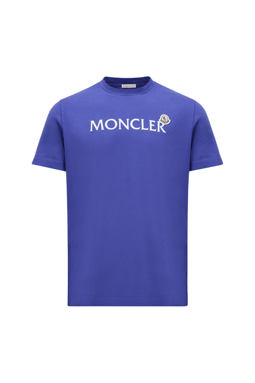 MONCLER - T-shirt en coton à logo floqué bleu - Lothaire