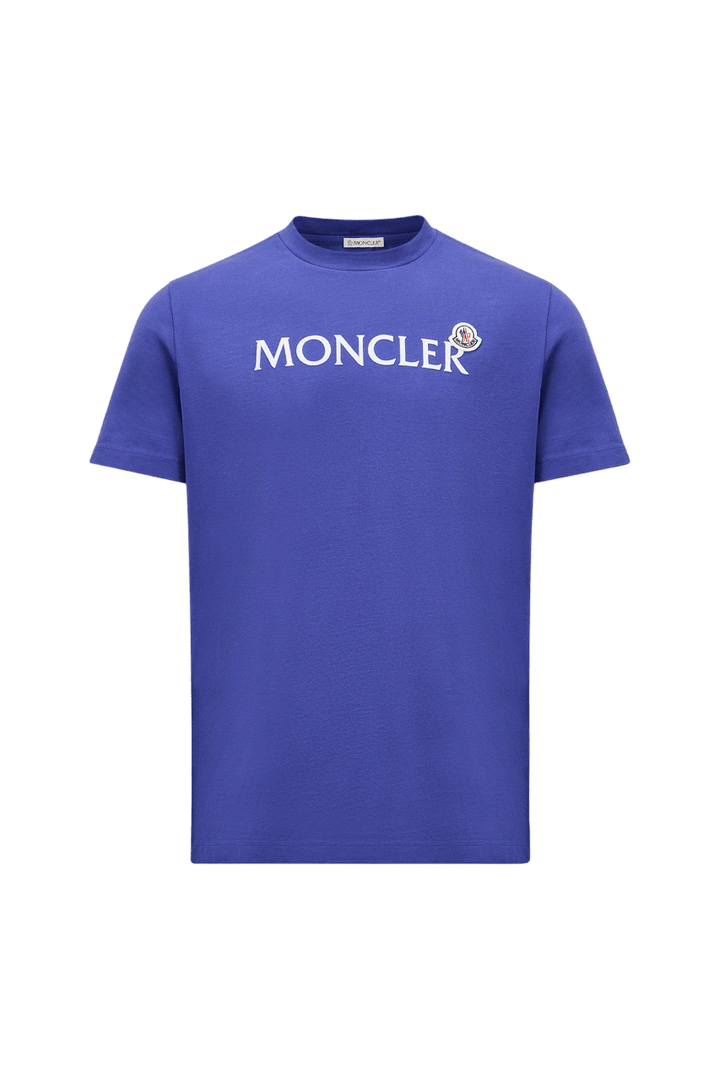 MONCLER - T-shirt en coton à logo floqué bleu - Lothaire