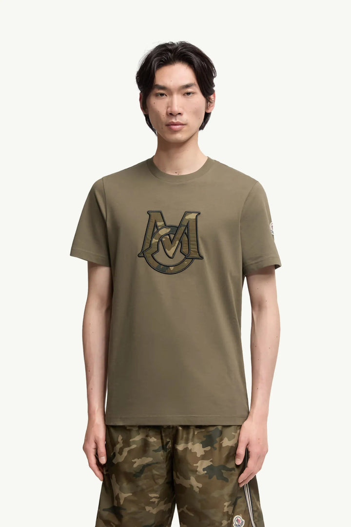 MONCLER - T-shirt en coton à monogramme vert - Lothaire