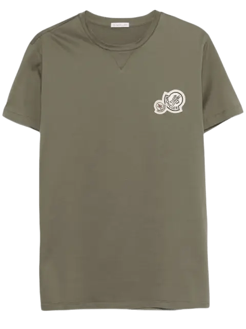 MONCLER - T-shirt en coton à patch double logo vert - Lothaire