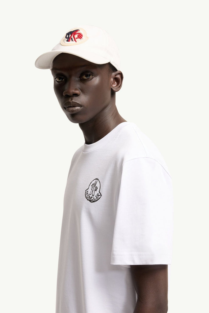 MONCLER – T-shirt en jersey de coton à empiècement logo Blanc - Lothaire