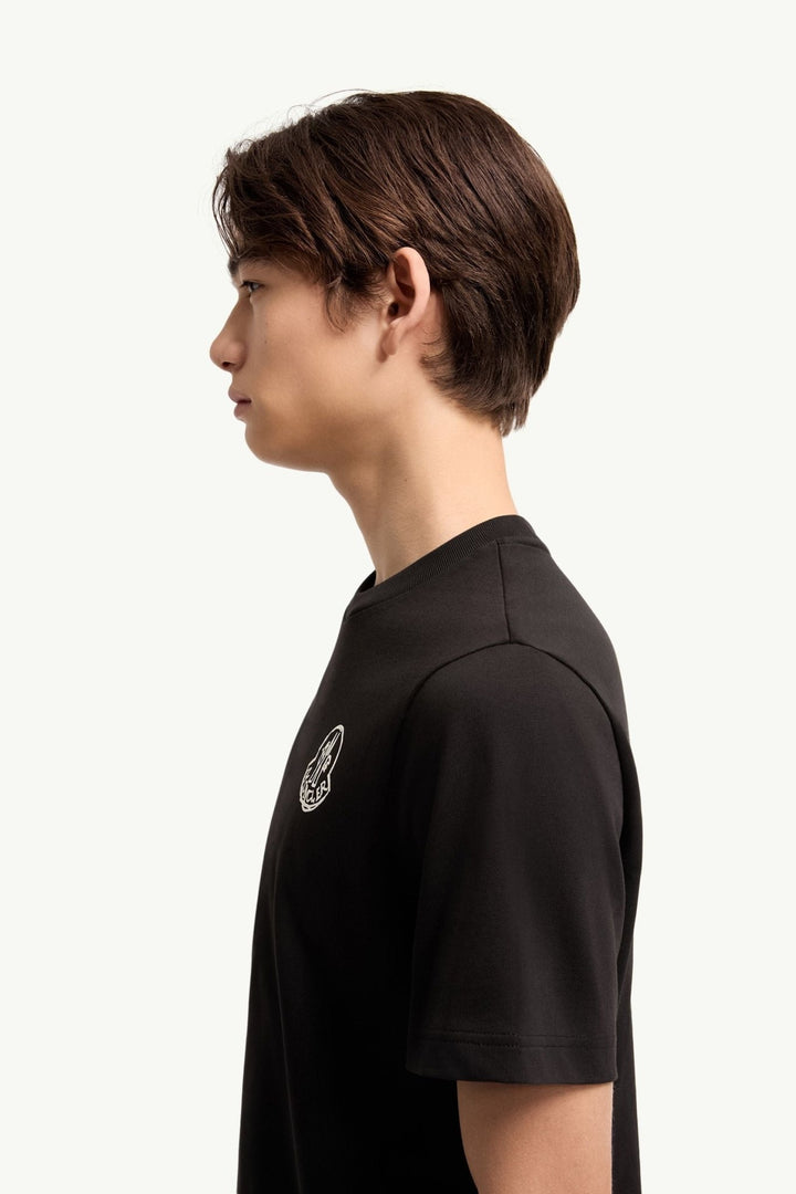 MONCLER – T-shirt en jersey de coton à empiècement logo Noir - Lothaire