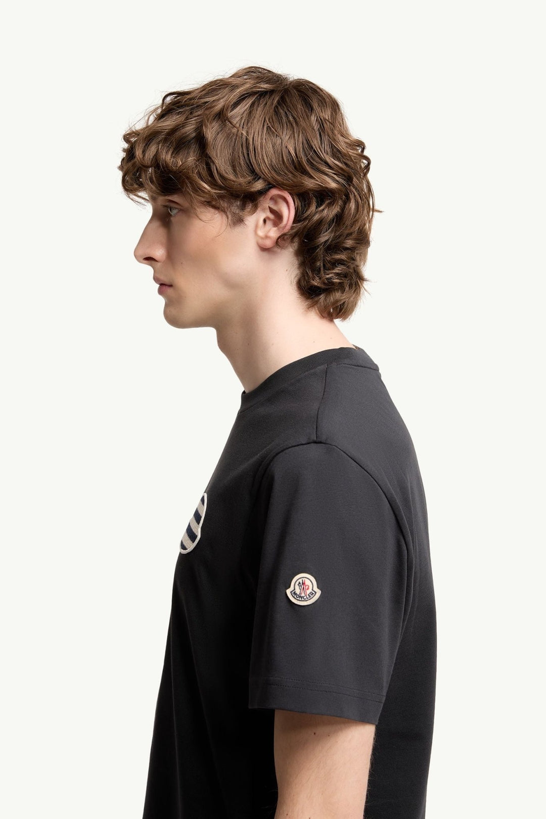 MONCLER - T-shirt rayé en jersey de coton à logo Bleu marine - Lothaire