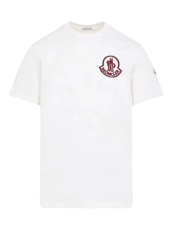 MONCLER - T-shirts en coton à patch logo blanc - Lothaire