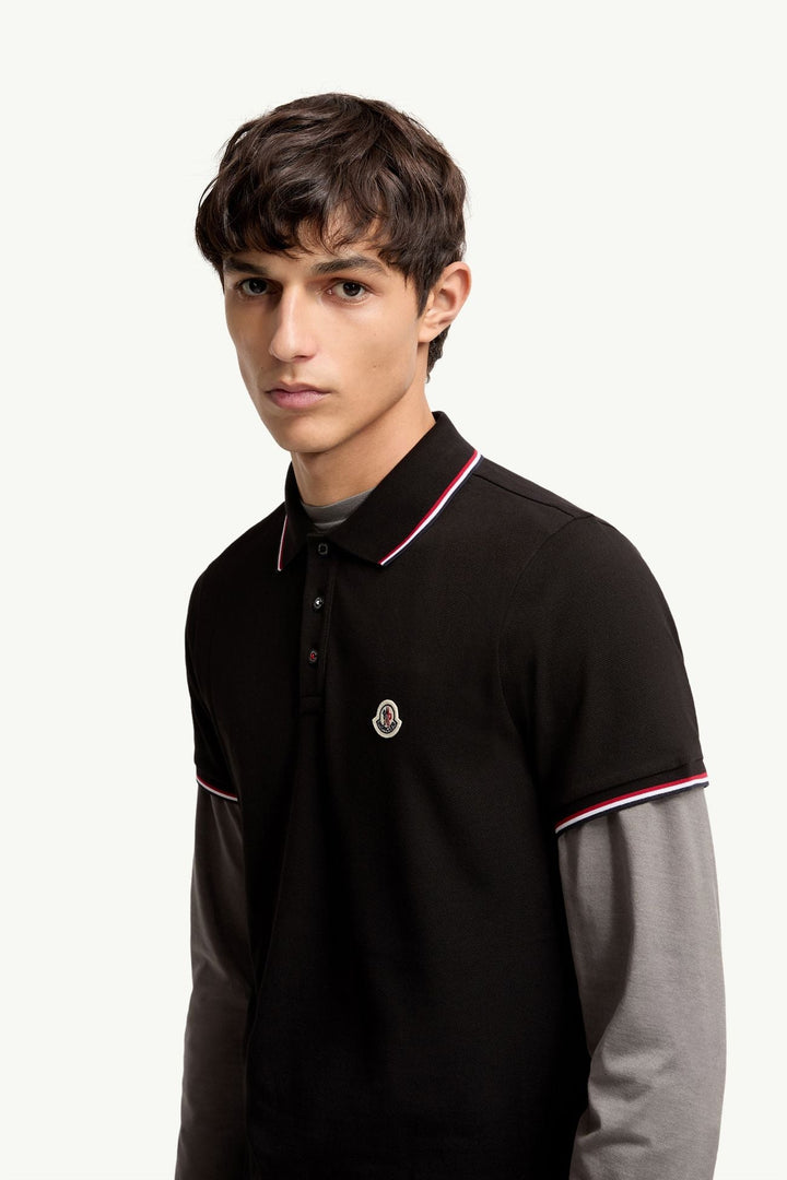 MONCLER - Tricolor - Trimmed Cotton Piquet Polo Shirt Noir - Lothaire