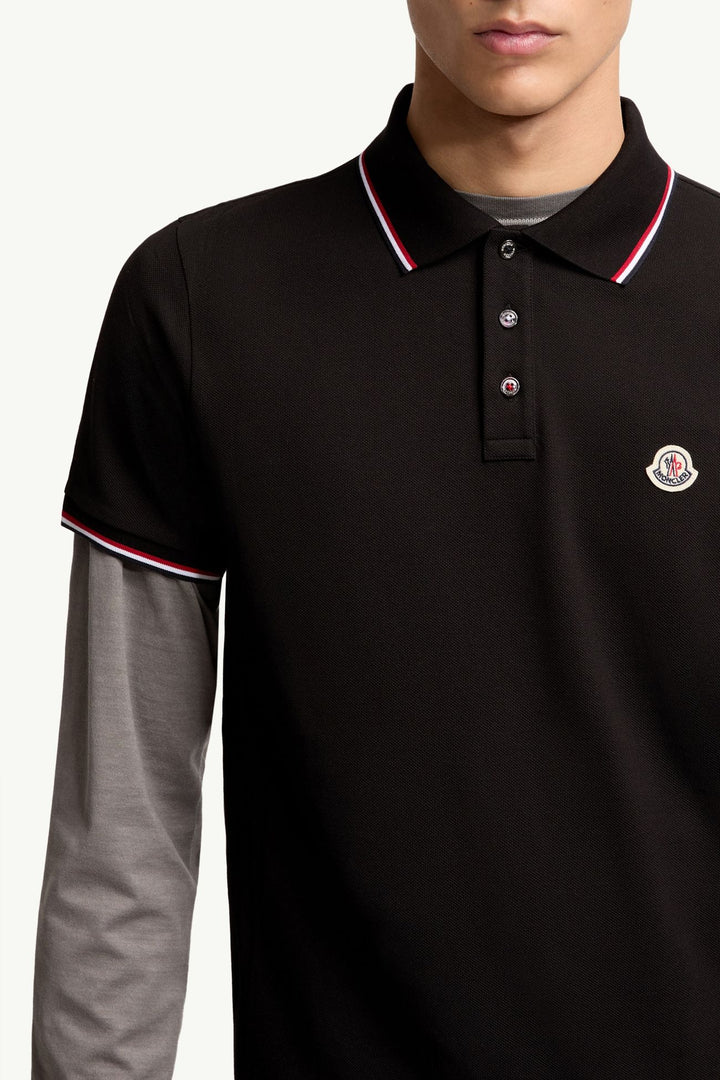 MONCLER - Tricolor - Trimmed Cotton Piquet Polo Shirt Noir - Lothaire