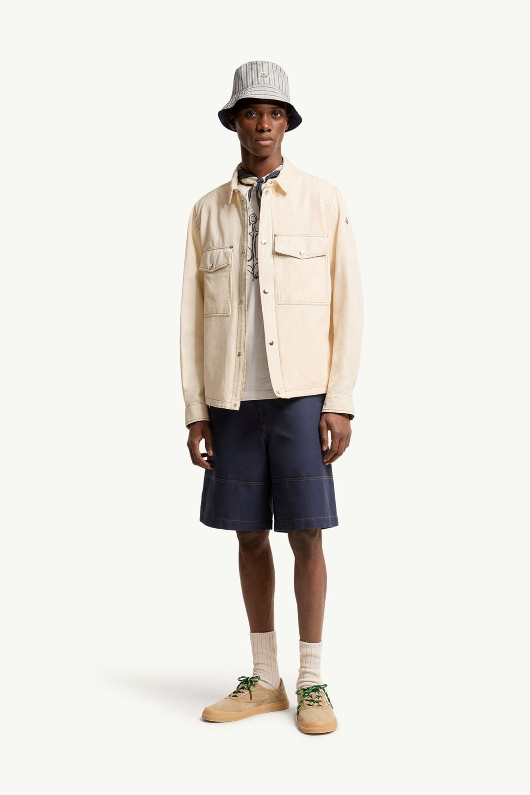 MONCLER - Veste - chemise Watagua en mélange de coton et de lin Beige crème - Lothaire