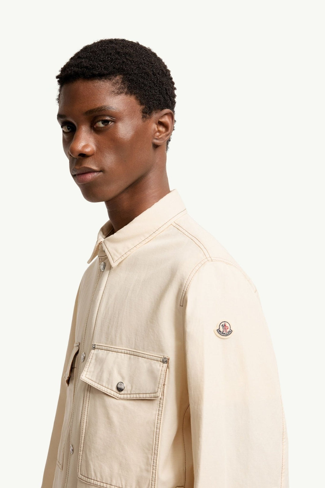 MONCLER - Veste - chemise Watagua en mélange de coton et de lin Beige crème - Lothaire