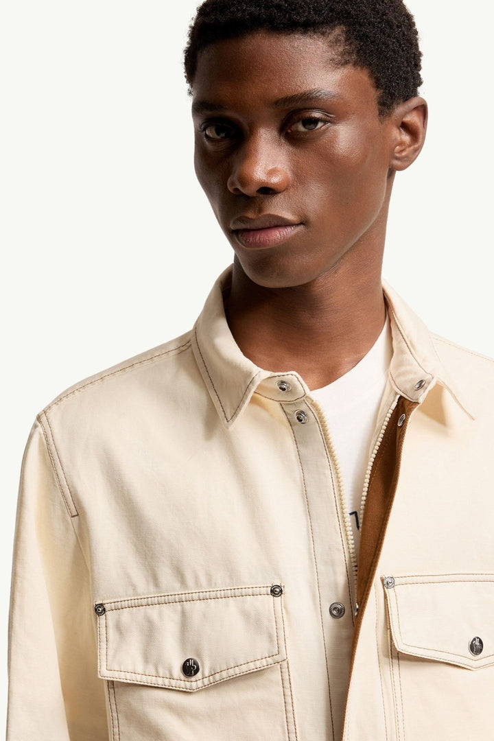 MONCLER - Veste - chemise Watagua en mélange de coton et de lin Beige crème - Lothaire