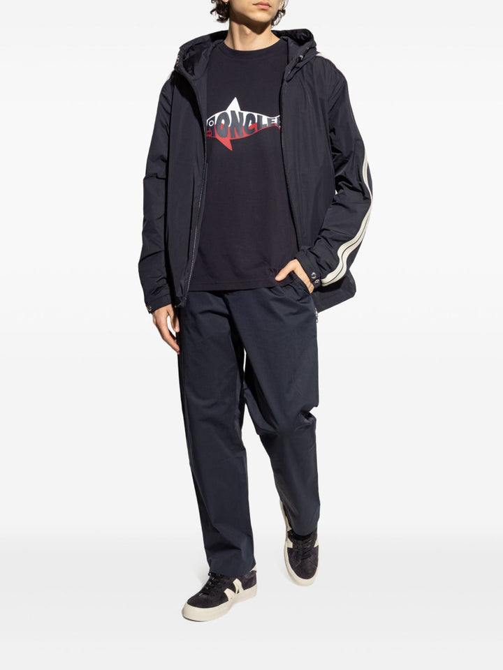 MONCLER - Veste zippée à manches rayées bleu marine - Lothaire