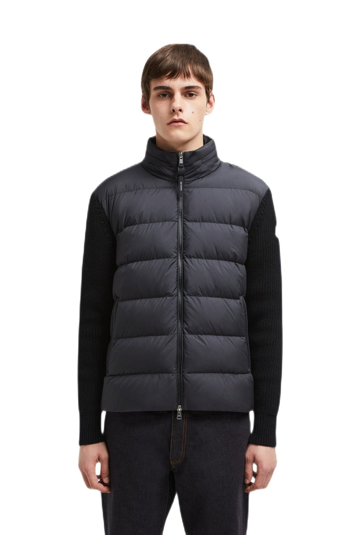 MONCLER - veste zippée bi - matière Noire - Lothaire