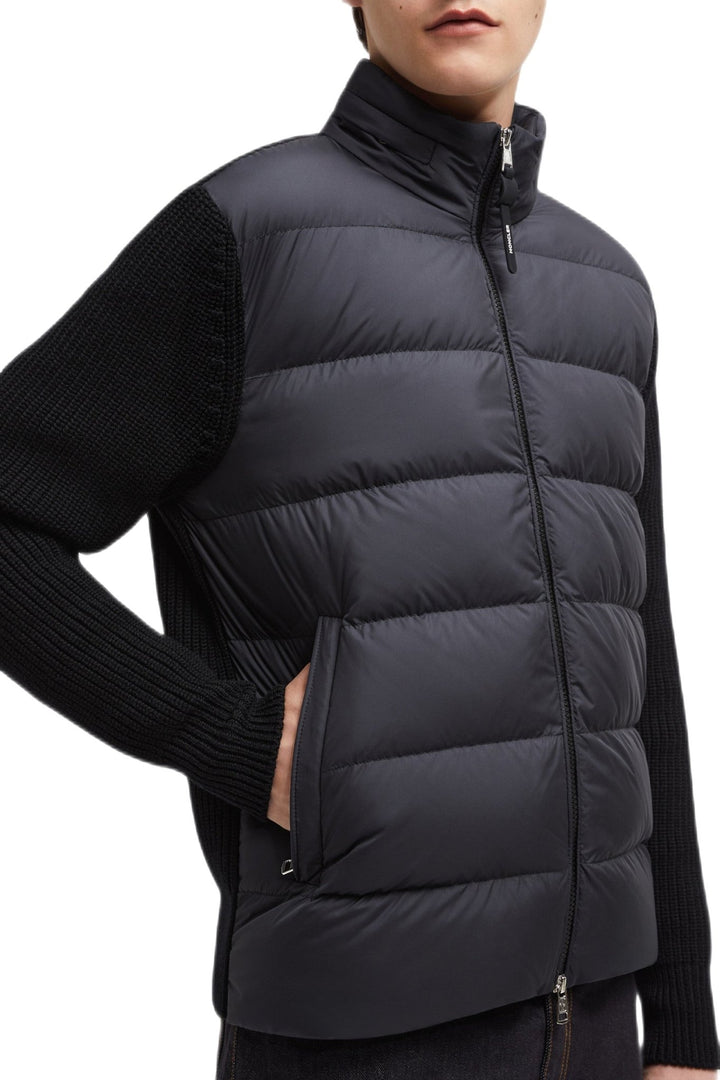MONCLER - veste zippée bi - matière Noire - Lothaire