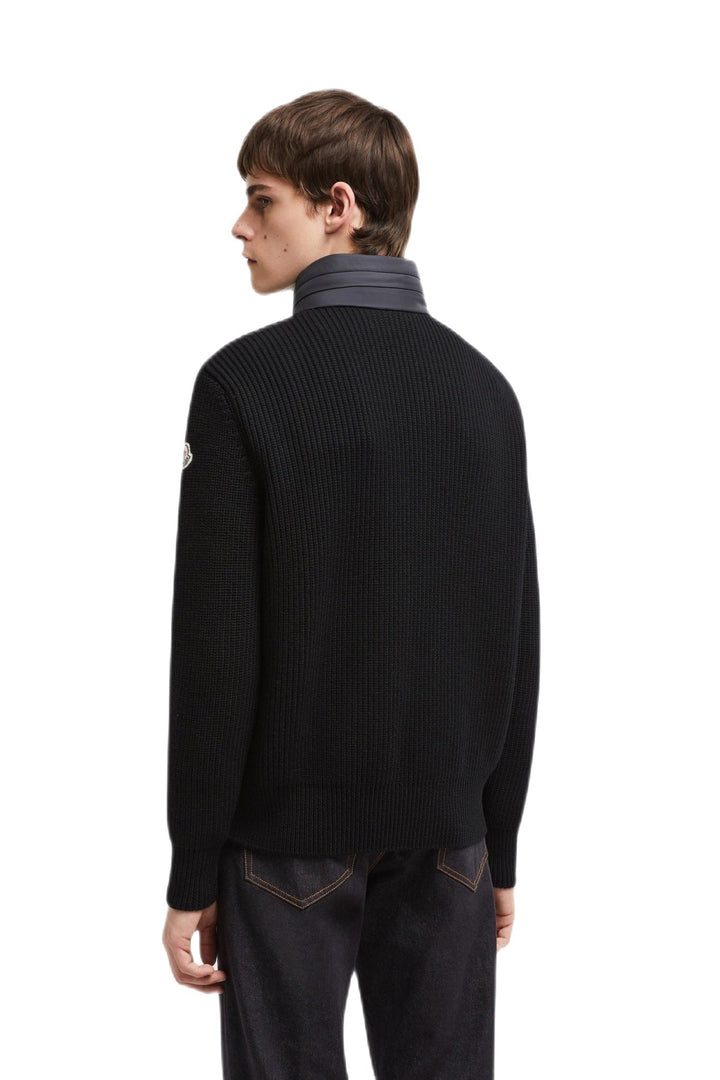 MONCLER - veste zippée bi - matière Noire - Lothaire