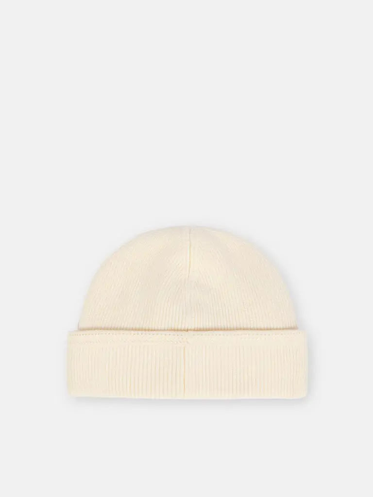 STONE ISLAND – Bonnet en coton biologique côtelé Ivoire