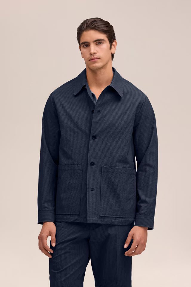 NN. 07 - Blaze Surchemise en seersucker Bleu marine - Lothaire