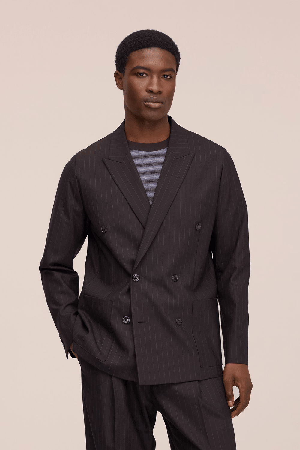 NN. 07 - Blazer croisé Jordin Brown Stripe - Lothaire